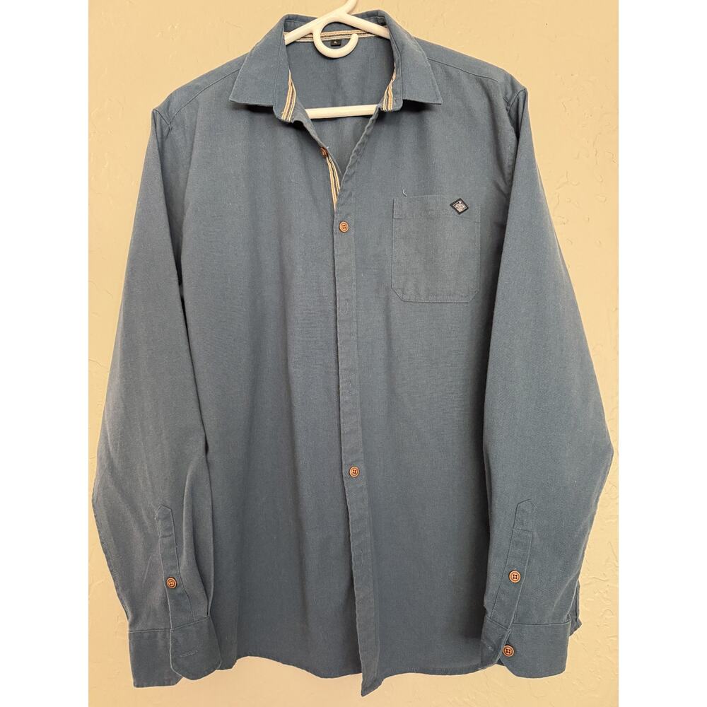 Aiopeson Long Sleeve Shirt Mens Size Large Blue Button Up Front Pocket New